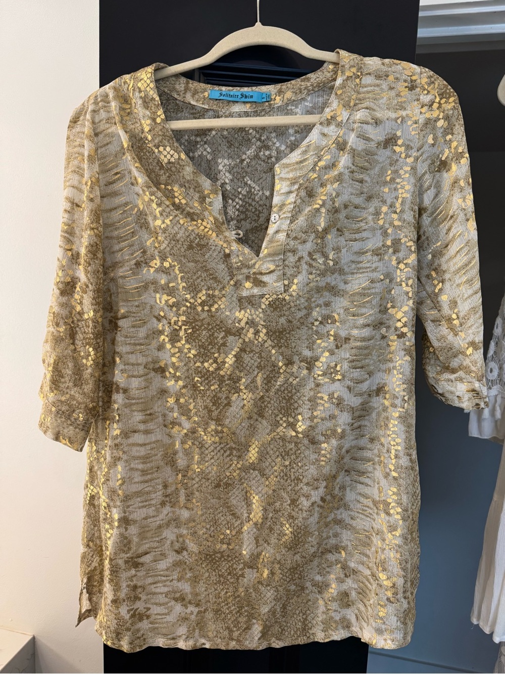 Solitaire Swim Gold and Cream Metallic swim cover up